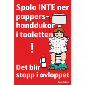 Spola inte ner pappershanddukar i toaletten