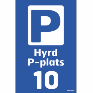 Parkering Hyrd P-plats med nummer 20 x 13 cm