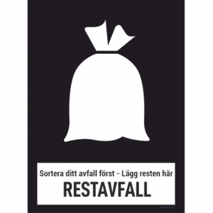 Restavfall Svart med infotext